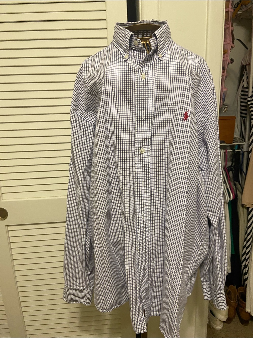Polo by Ralph Lauren White and Blue Checked Button-Down Shirt
